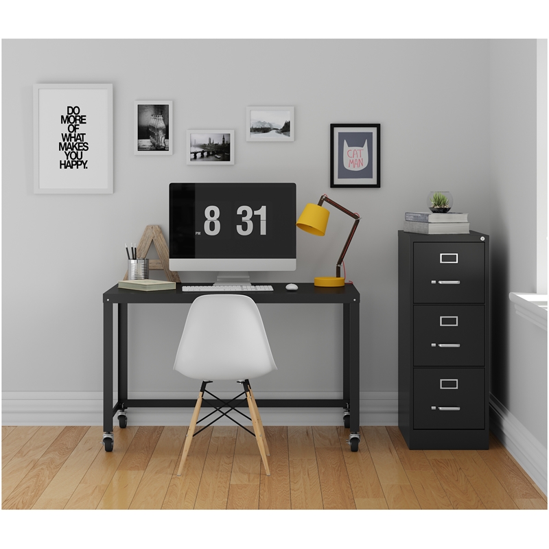Home Square Set of 2 3 Drawer - Letter Width - Vertical File Cabinet - Black