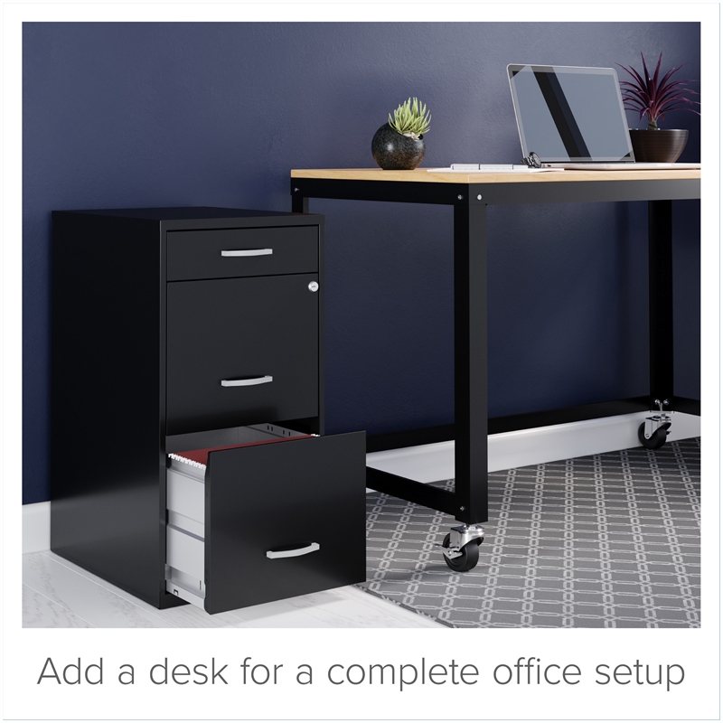 Home Square Set of 2 3 Drawer Metal Organizer File Cabinet Black