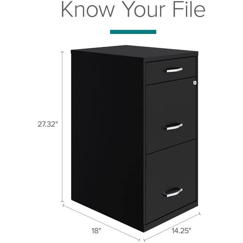 Home Square Set of 2 3 Drawer Metal Organizer File Cabinet Black