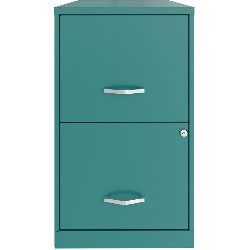 Home Square Set of 2 18in 2 Drawer Metal File Cabinet in Turquoise