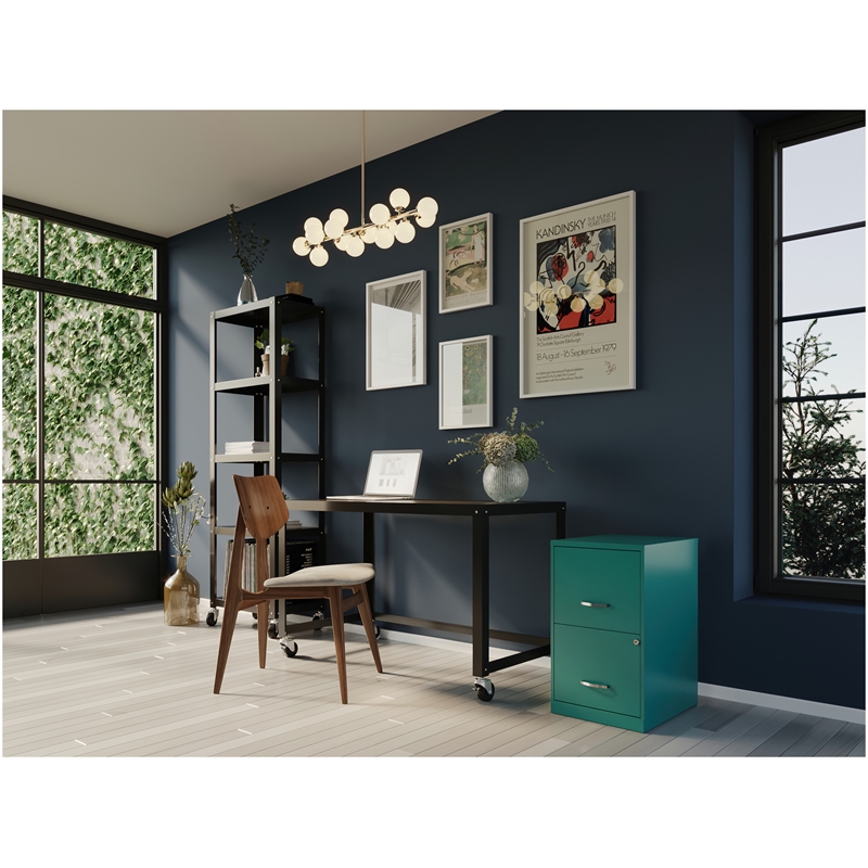 Home Square Set of 2 18in 2 Drawer Metal File Cabinet in Turquoise