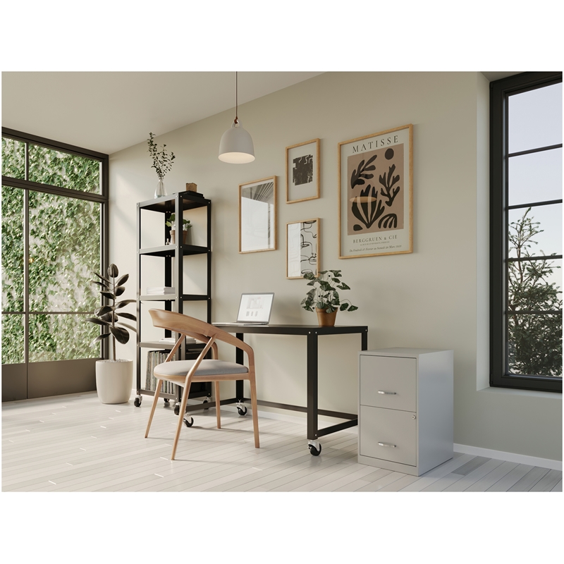 Home Square Set of 2 18in 2 Drawer Metal File Cabinet Arctic Silver
