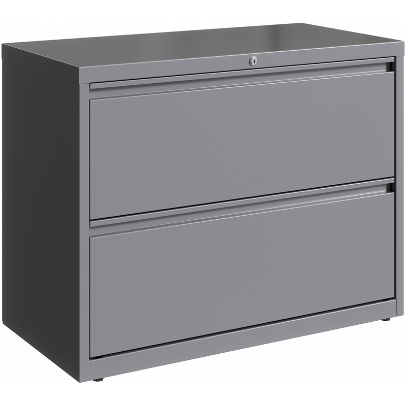 Home Square Set of 2 36in Wide 2 Drawer Metal Lateral File Cabinet Arctic Silver