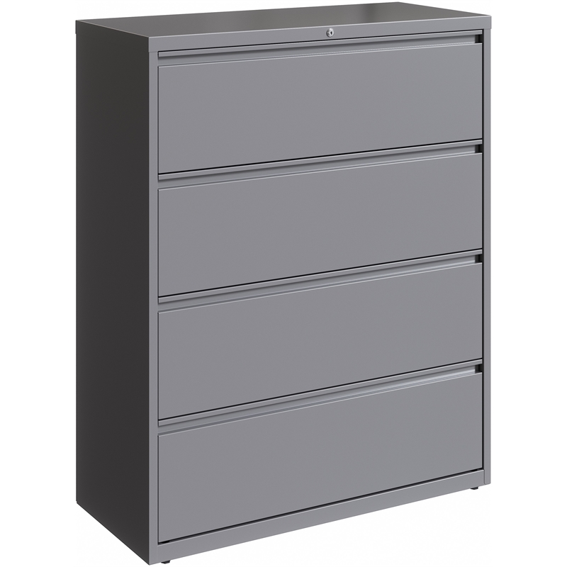 Home Square Set of 2 42in Wide 4 Drawer Metal Lateral File Cabinet Arctic Silver