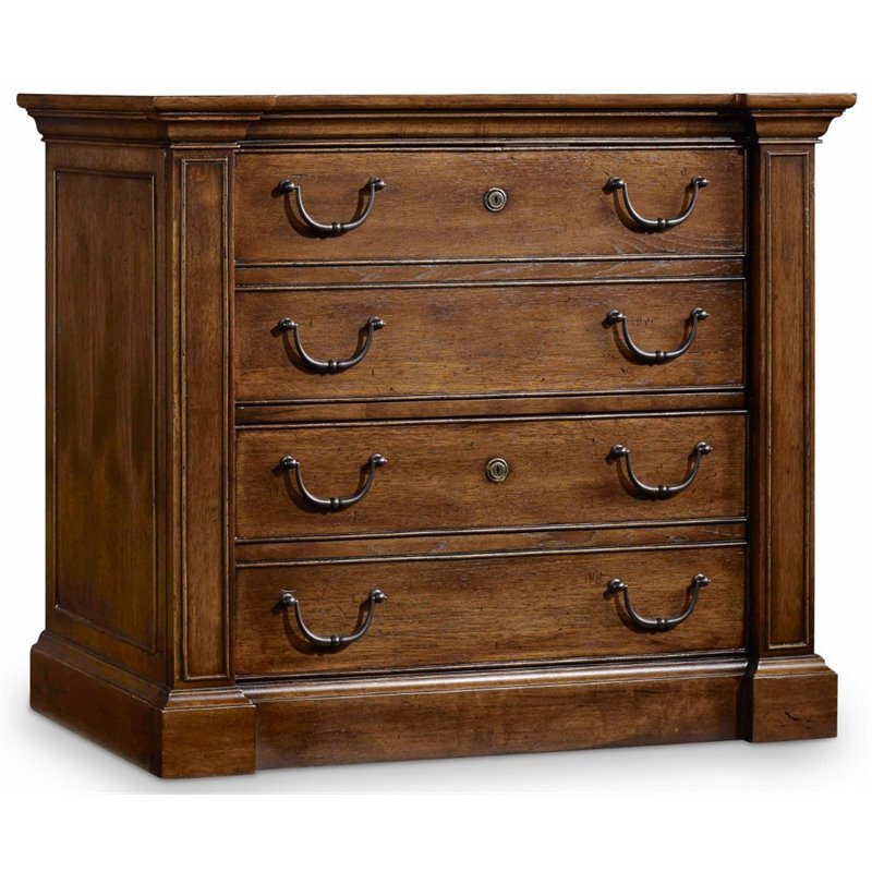 Home Square Set of 2 4 Drawer File Cabinet in Pecan
