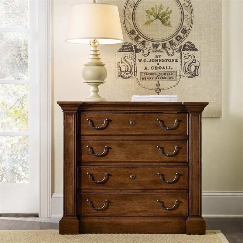 Home Square Set of 2 4 Drawer File Cabinet in Pecan