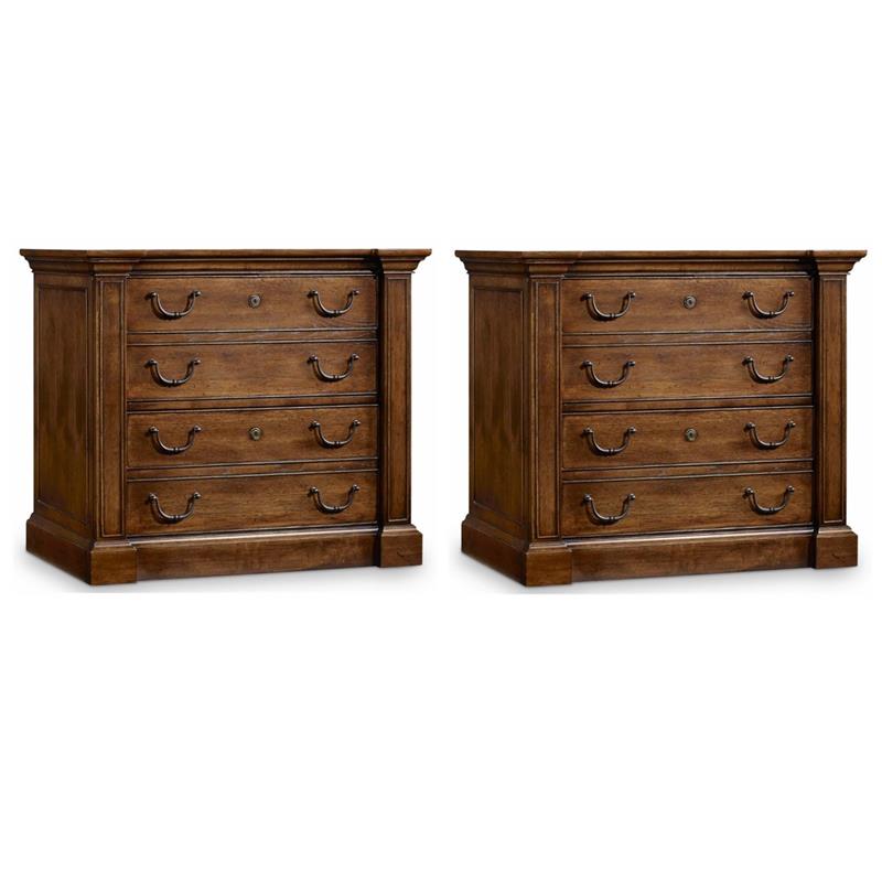 Home Square Set of 2 4 Drawer File Cabinet in Pecan
