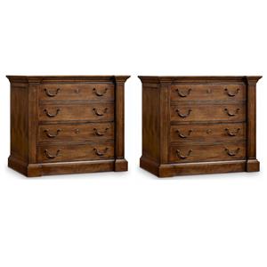 Home Square Set of 2 4 Drawer File Cabinet in Pecan