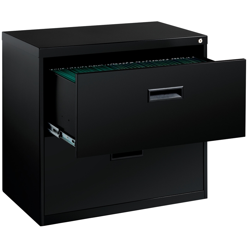 Home Square Set of 2 Metal 2 Drawer Home Office Lateral File Cabinet Black