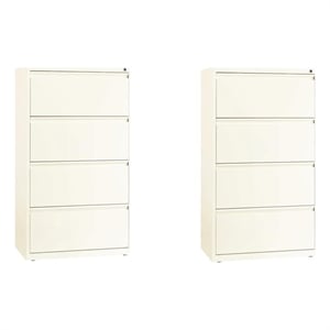 Home Square Set of 2 30-in Wide Metal 4 Drawer Lateral File Cabinet Off White