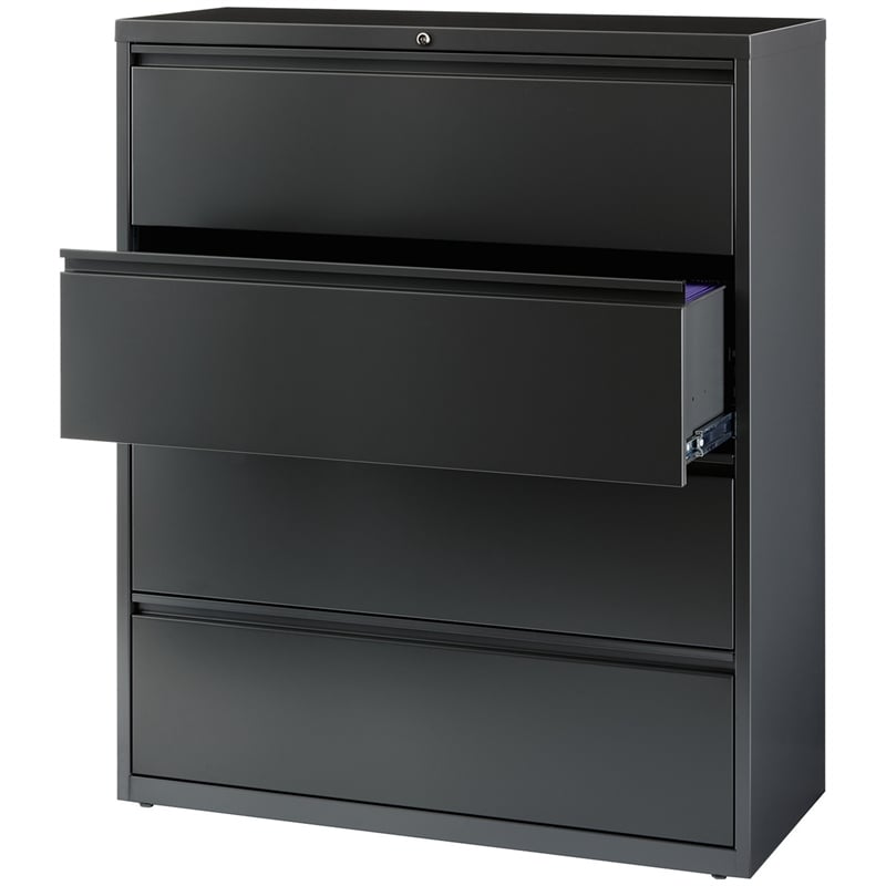 Home Square Set of 2 42-in Wide Metal 4 Drawer Lateral File Cabinet in Charcoal