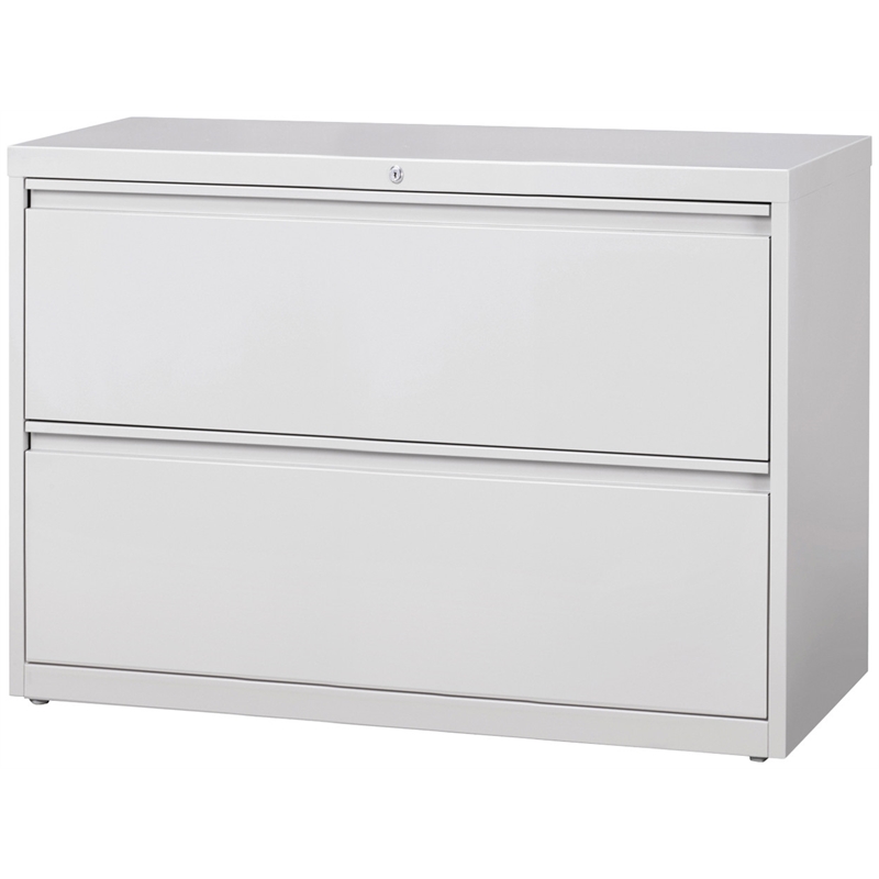 Home Square Set of 2 42-in Wide 2-Drawer Lateral File Cabinet in Light Gray
