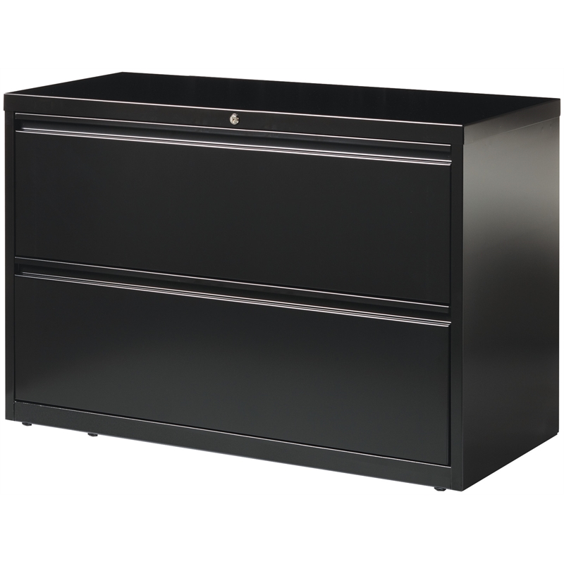 Home Square Set of 2 42-in Wide Metal 2 Drawer Lateral File Cabinet in Black