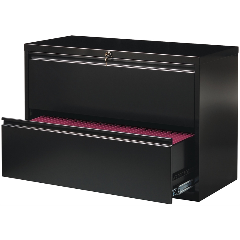 Home Square Set of 2 42-in Wide Metal 2 Drawer Lateral File Cabinet in Black