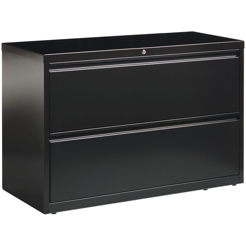 Home Square Set of 2 42-in Wide Metal 2 Drawer Lateral File Cabinet in Black