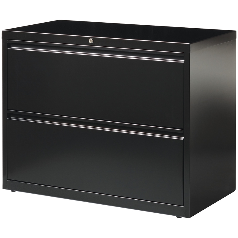 Home Square Set of 2 36-in Wide Metal 2 Drawer Lateral File Cabinet in Black