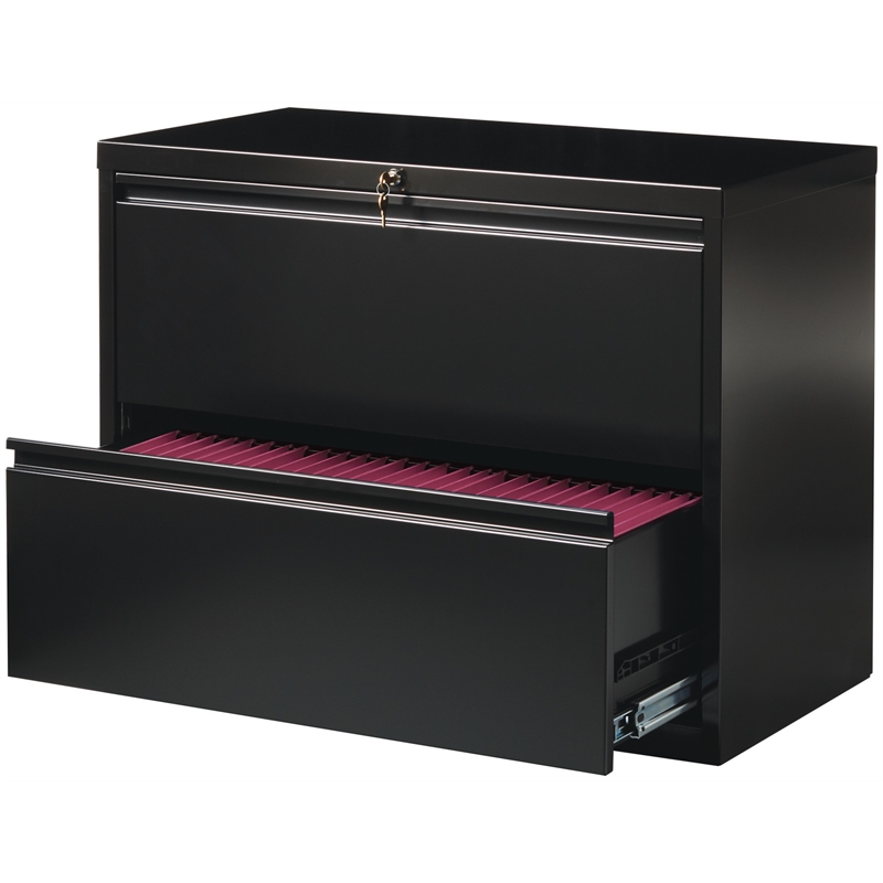 Home Square Set of 2 36-in Wide Metal 2 Drawer Lateral File Cabinet in Black