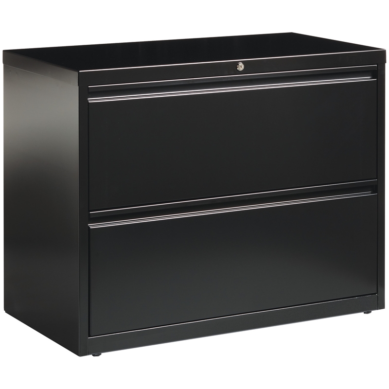 Home Square Set of 2 36-in Wide Metal 2 Drawer Lateral File Cabinet in Black