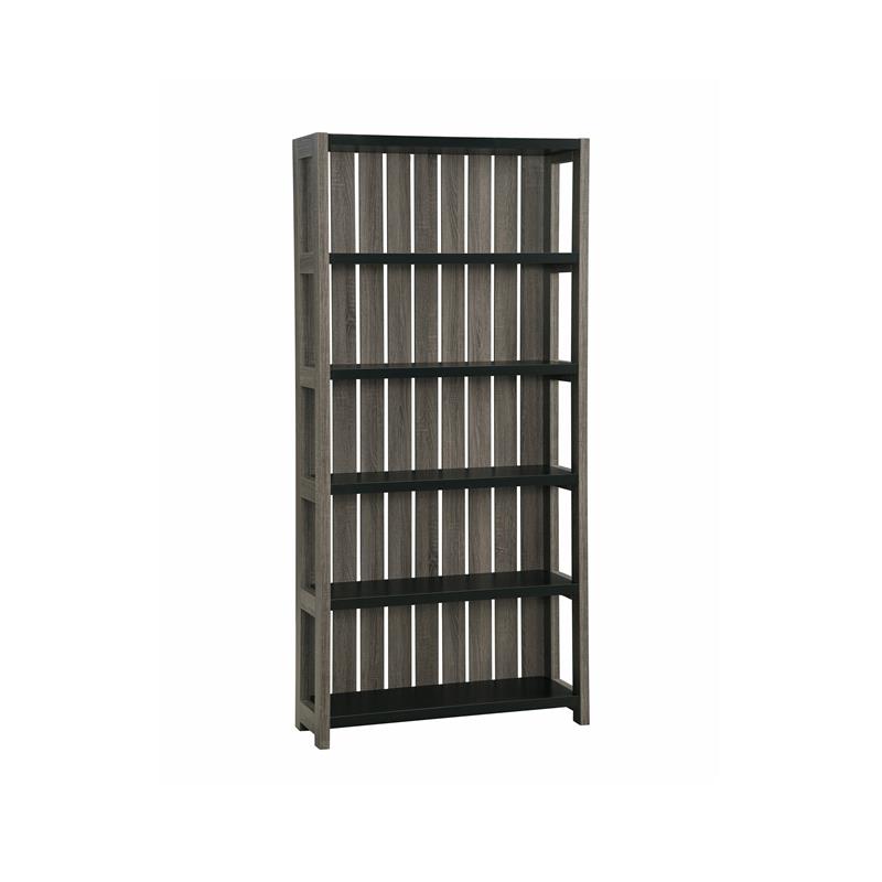 Home Square Set of 2 Wood 5-Shelf Bookcase in Dark Gray and Black