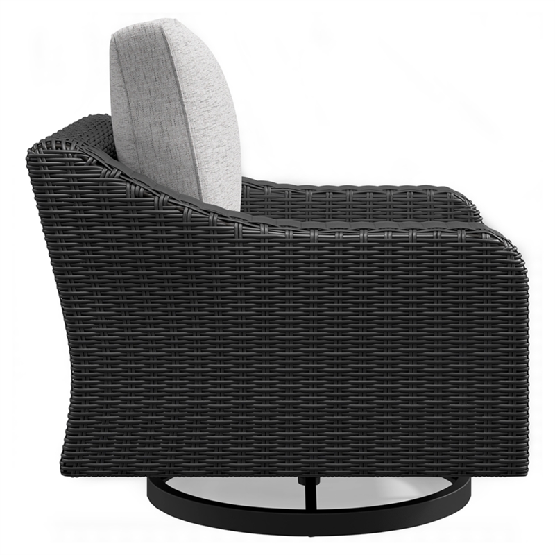 Home Square Set of 2 Black Outdoor Swivel Lounges with Cushion