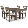 Home Square Set of 2 Extendable Dining Table and Server in Grayish Brown
