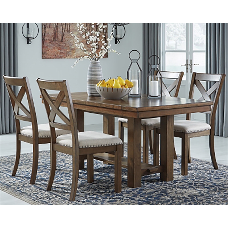 Home Square Set of 2 Extendable Dining Table and Server in Grayish Brown