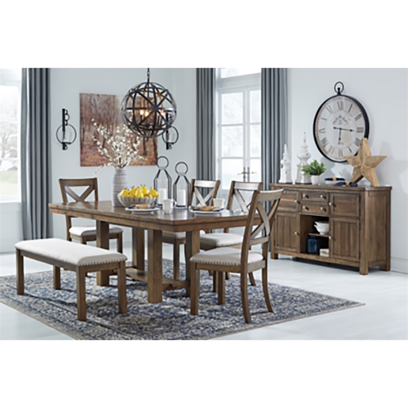 Home Square Set of 2 Extendable Dining Table and Server in Grayish Brown