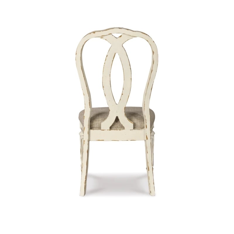 Home Square Set of 7 Extendable Dining Table and Side Chair in Chipped White