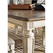 Home Square Set of 7 Extendable Dining Table and Side Chair in Chipped White