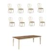 Home Square Set of 9 Extendable Dining Table and Side Chair in Chipped White
