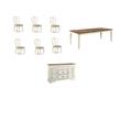 Home Square Set of 8 Extendable Dining Table and Side Chair and Server in White