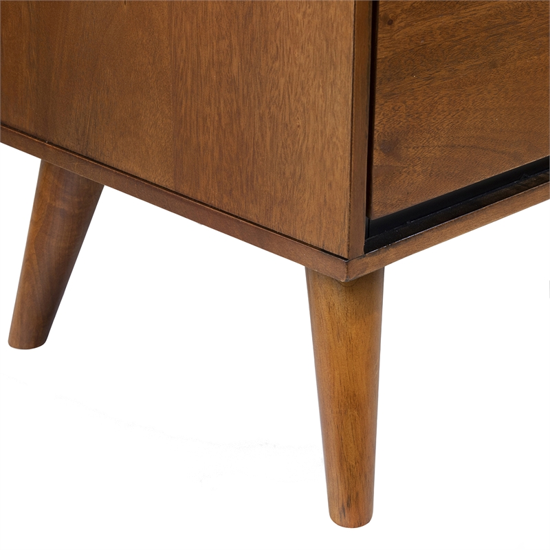 Home Square Set of 2 Mid-Century Wood 2-Drawer Nightstands in Oak