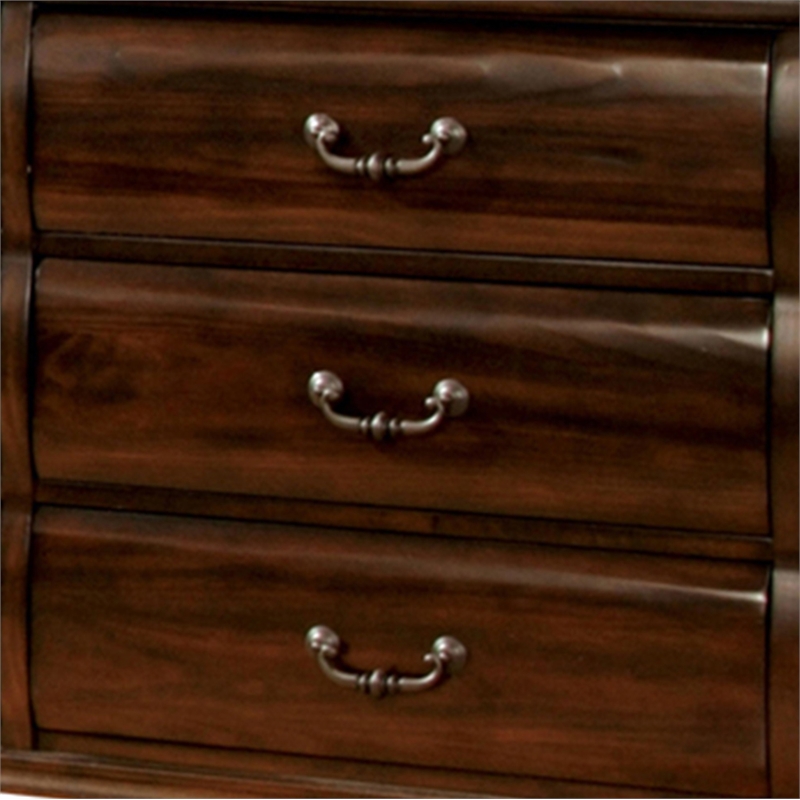 Home Square Set of 3 Wood 2 3-Drawer Nightstands and 9-Drawer Dresser in Cherry