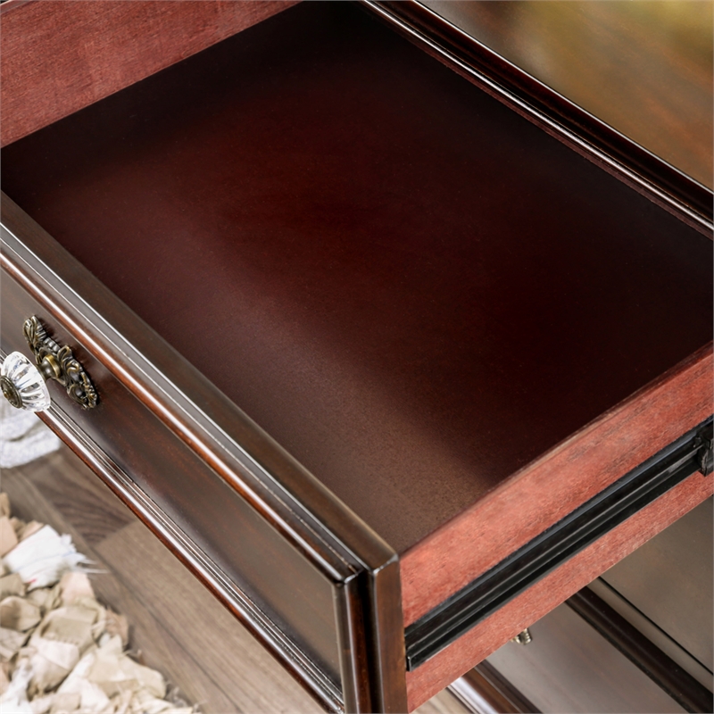Home Square Set of 2 Solid Wood 3-Drawer Nightstands in Dark Walnut