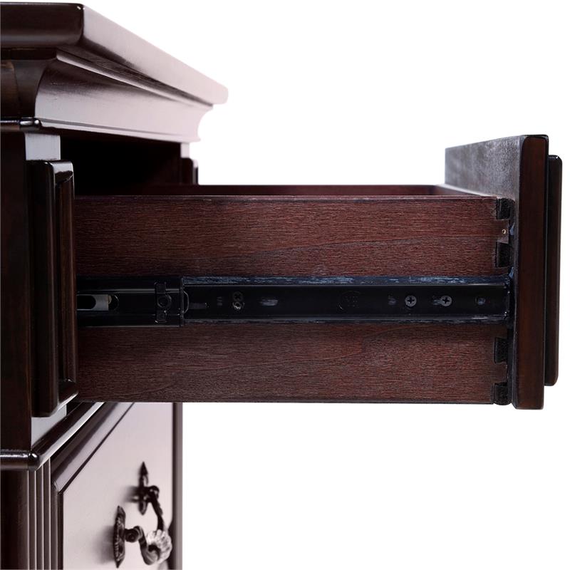 Home Square Set of 3 California King Panel Bed and 2 Nightstands in Dark Walnut