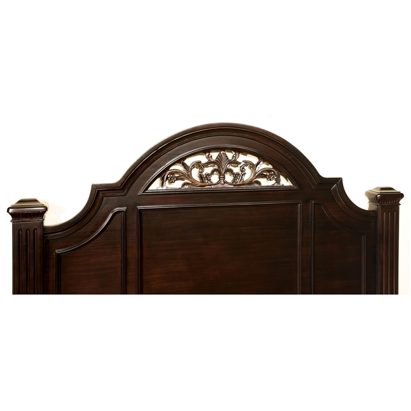 Home Square Set of 3 California King Panel Bed and 2 Nightstands in Dark Walnut