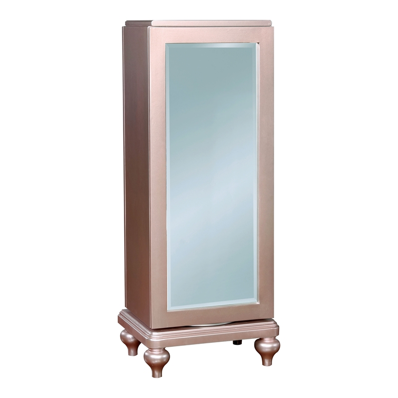 Home Square Set of 2 Wood Dresser and Swivel Chest with Mirror in Rose Gold