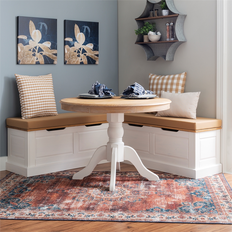 Home Square Set of a Backless Breakfast Nook and 5 Piece Cushion/Pillow