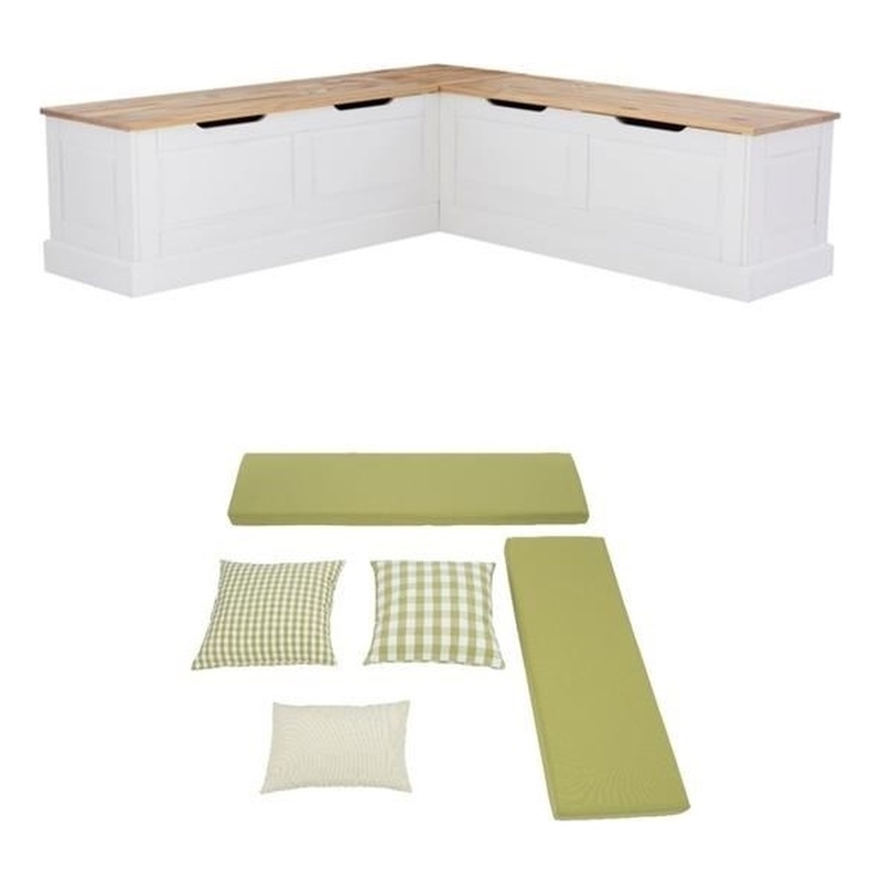 Home Square Set of a Backless Breakfast Nook and 5 Piece Cushion/Pillow