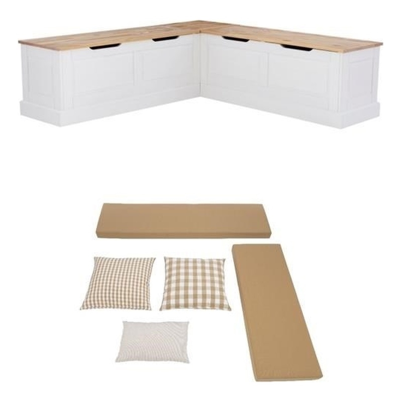 Home Square Set of a Backless Breakfast Nook and 5 Piece Cushion/Pillow