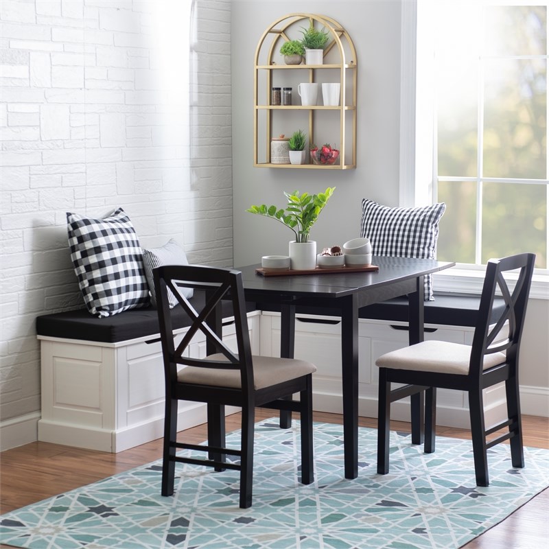 Home Square Set of a Backless Breakfast Nook and 5 Piece Cushion/Pillow