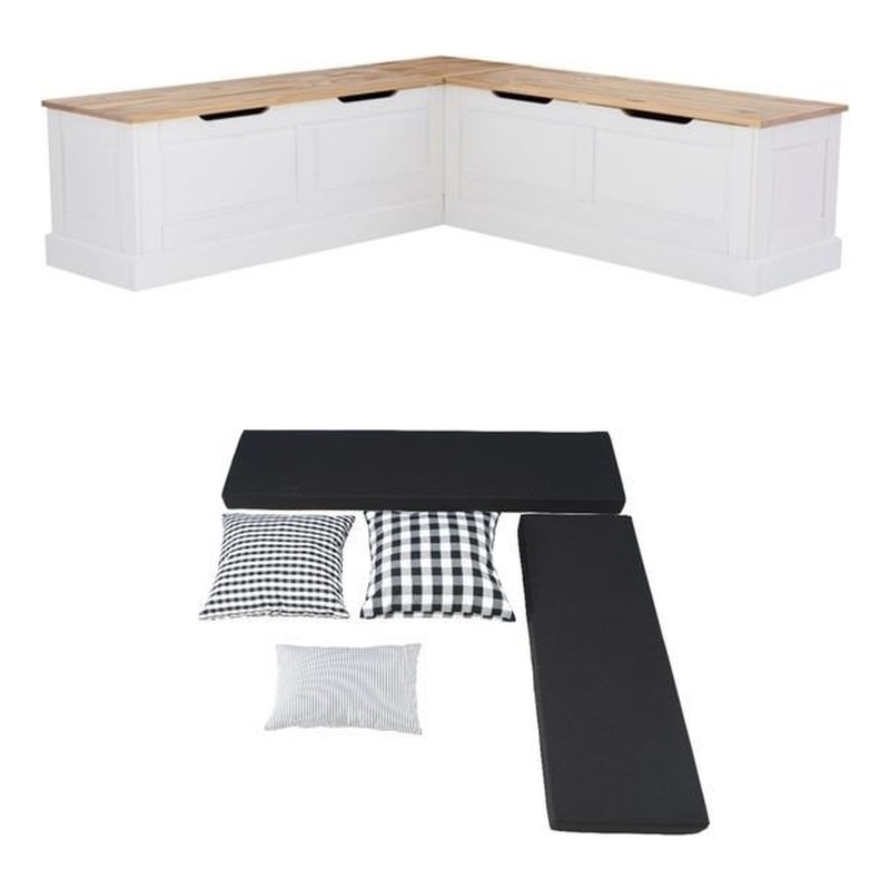 Home Square Set of a Backless Breakfast Nook and 5 Piece Cushion/Pillow