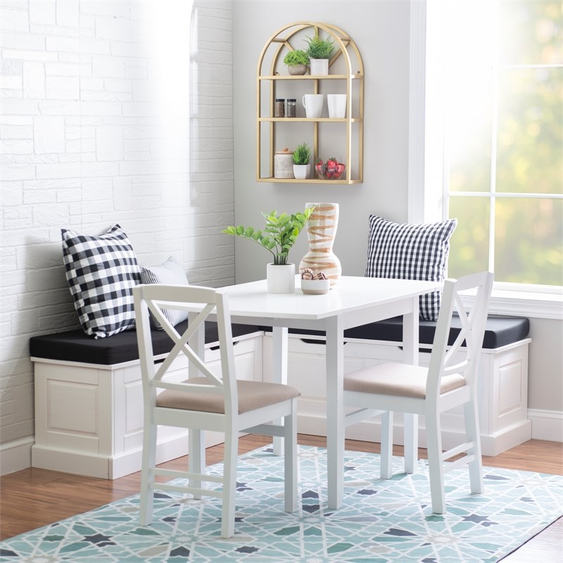Home Square Set of a Backless Breakfast Nook and 5 Piece Cushion/Pillow