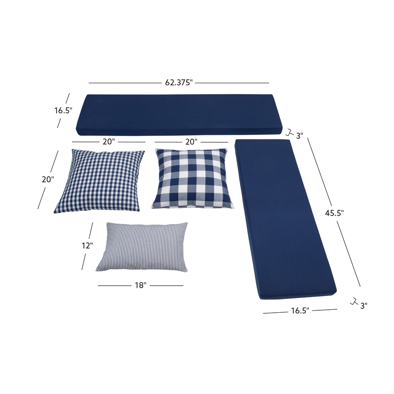 Home Square Set of a Backless Breakfast Nook and 5 Piece Cushion/Pillow