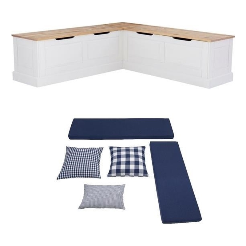 Home Square Set of a Backless Breakfast Nook and 5 Piece Cushion/Pillow