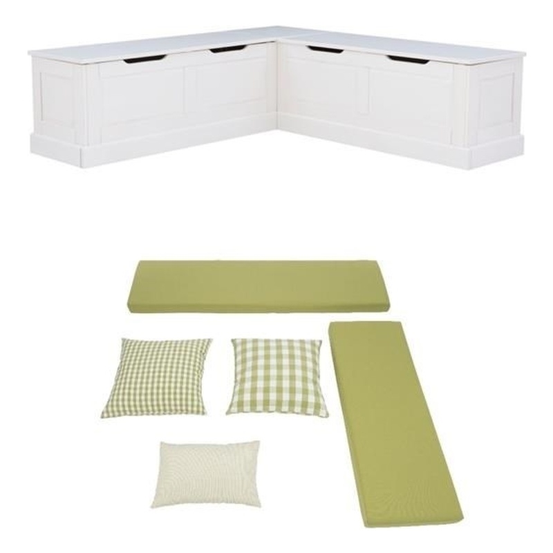 Home Square Set of a Backless Breakfast Nook and 5 Piece Cushion/Pillow