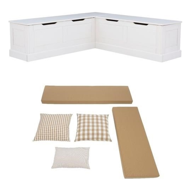 Home Square Set of a Backless Breakfast Nook and 5 Piece Cushion/Pillow