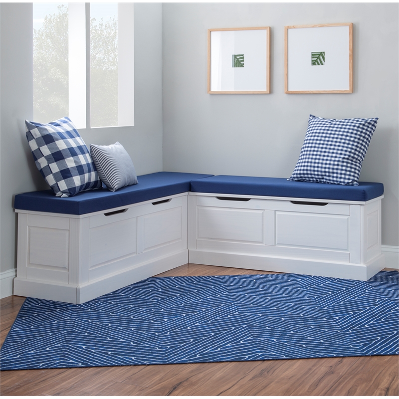 Home Square Set of a Backless Breakfast Nook and 5 Piece Cushion/Pillow