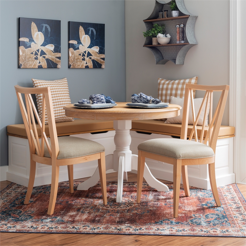 Home Square Set of a Backless Breakfast Nook and 5 Piece Cushion/Pillow