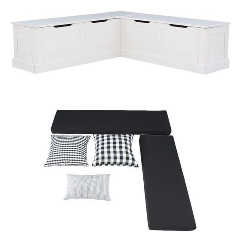 Home Square Set of a Backless Breakfast Nook and 5 Piece Cushion/Pillow